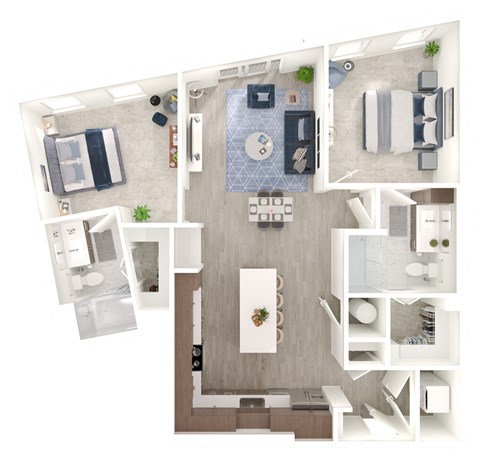 a1 floor plan  1 bedroom with 2 baths  129
